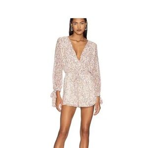 1. State Pink Floral Tie-Waist Long Sleeve Romper Medium size